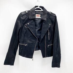 Levi’s black suede moto jacket grunge rocker emo Date night girls night size XS